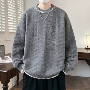 1018-1-M642-P45秋冬新款圆领男士潮流针织衫青少年内搭毛衣图片