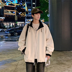 港风双面穿上衣夹克宽松落肩立领冲锋衣外套JK907P70，男装夹克，星座1204-3