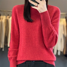 秋季长袖套头时尚修身显瘦内搭羊毛针织衫，女装羊毛衫，绒汀羊绒