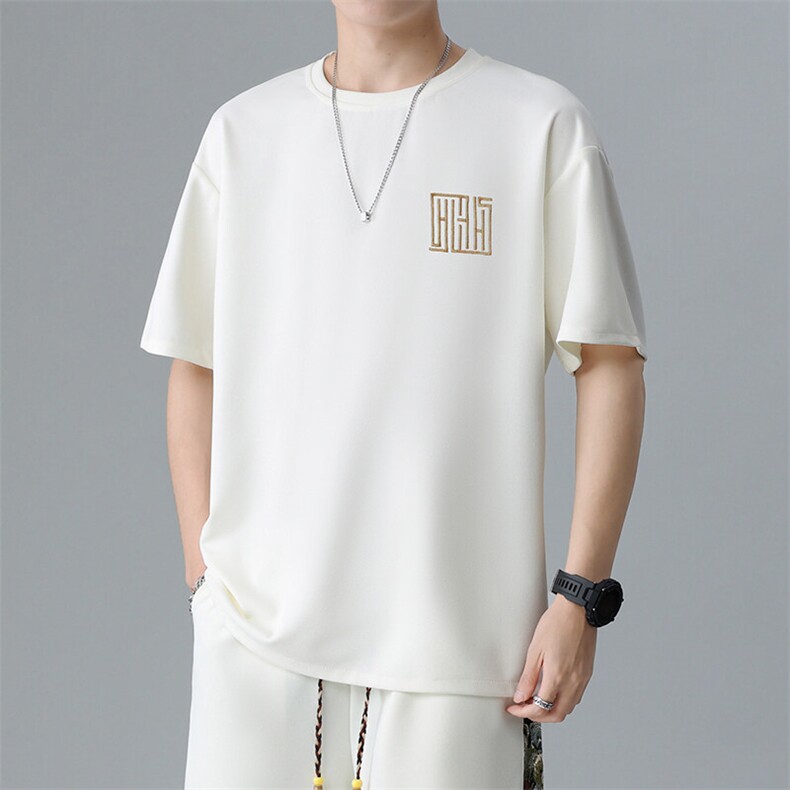 刺绣T恤男夏季男士圆领上衣短袖体恤青年宽松潮流A266-T177-P20,男装T恤,电商A266