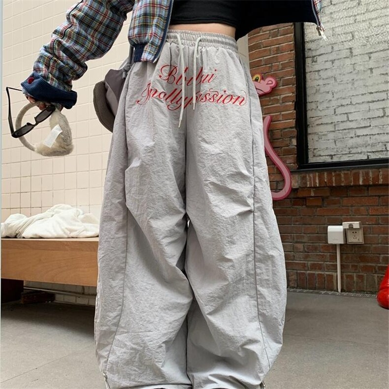 B3001-P49美式复古字母棉裤男女冬季设计感加绒加厚弯刀裤,男装棉裤,电商B323A