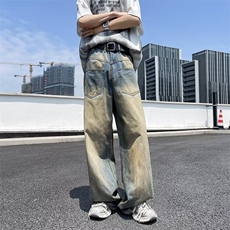 复古牛仔裤男废土风做旧宽松垂感拖地裤NF5108，男装牛仔裤，星座1116A-1（原606A）
