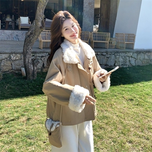 新款！羊羔毛拼接派克服羽绒服2C133-8993-P255-K378图片