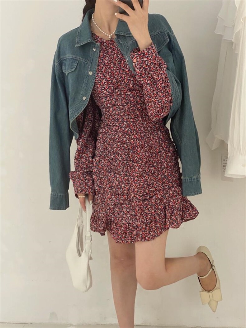 碎花包裙连衣裙，女装连衣裙，驿谷