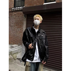 文艺百搭时尚机车皮夹克金属标夹克新款慵懒日系流行JZ49，男装夹克，星座1116A（原606A-3）