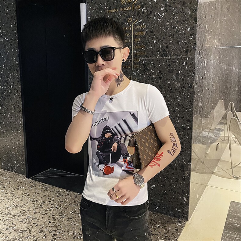 312A-6312-P35新款社会小伙短袖T恤修身男士潮流半袖体恤C,男装T恤,星座312A-5