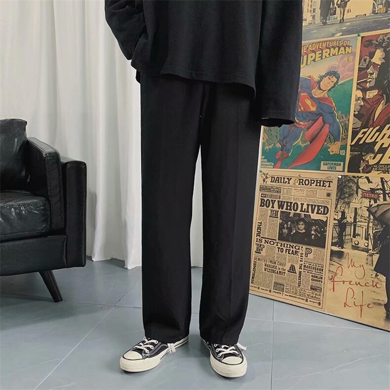 垂感阔腿西裤男宽松百搭港风薄款裤子男直筒休闲长裤601-1-H412，男装西裤，星座601-1