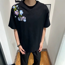 万针全刺绣解构设计260克重磅双纱纯棉高品质美式高街短袖T恤特39，男装T恤，电商A486