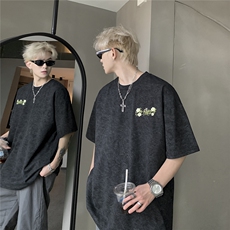 可独供视频250克重磅砂洗刺绣天丝棉冰丝短袖T恤JF207-特P38控58，男装T恤，电商A422-1