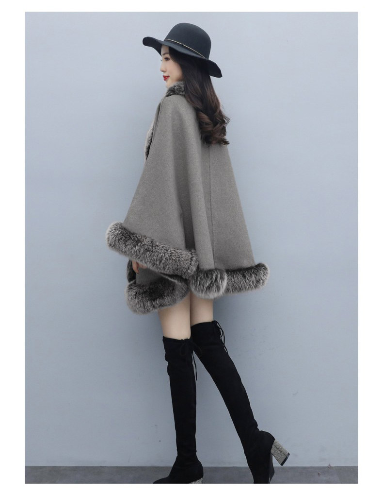 The new autumn and winter cape woolen coat is a versatile mid-length shawl for women, paired with a double-sided woolen cape coat pic 17