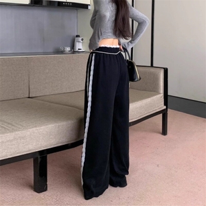 美式辣妹工装裤女2025新款宽松设计感小个子拼接条纹休闲运动裤子图片