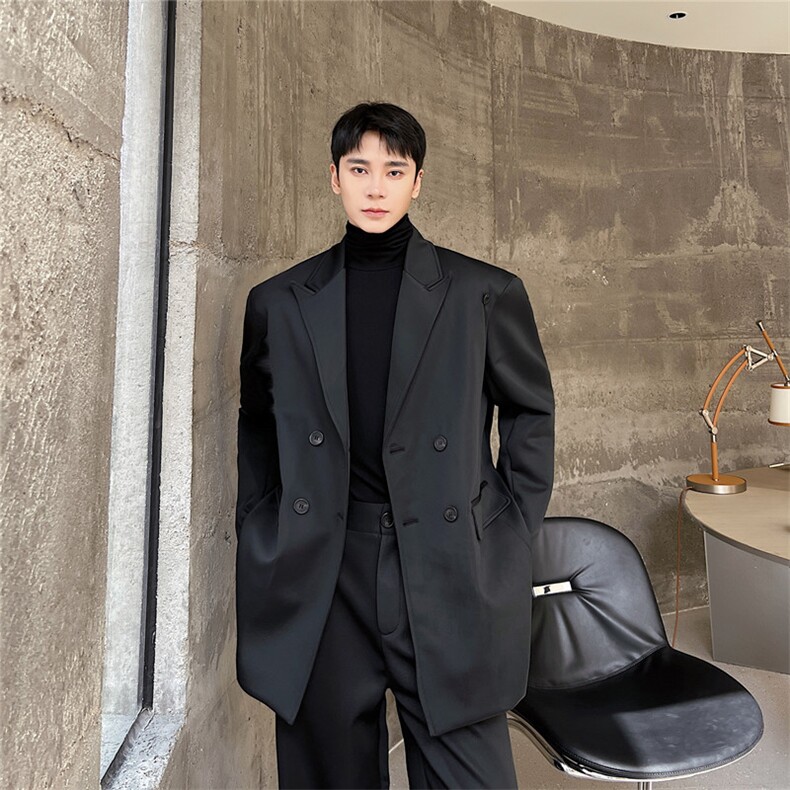 早春新黑白撞色西服外套太空棉休闲雅痞西装上衣A452--6322,男装西服,电商A452