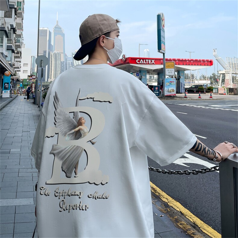 B239-1202-P28欧美式天使字母创意印花夏季高克重半袖短袖t恤,男装T恤,星座514-2(原B239)