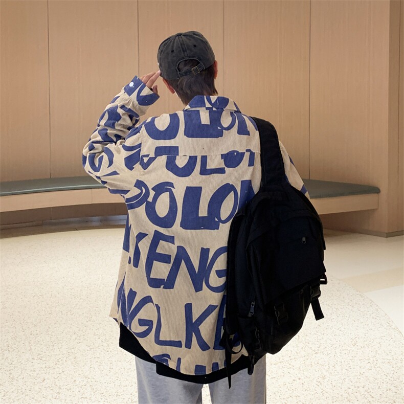 2023字母长袖衬衫日系港风ins宽松衬衣男生休闲外套CS030-P40,男装衬衫,星座308B-1
