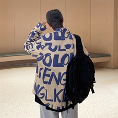 2023字母长袖衬衫日系港风ins宽松衬衣男生休闲外套CS030-P40，男装衬衫，星座308B-1