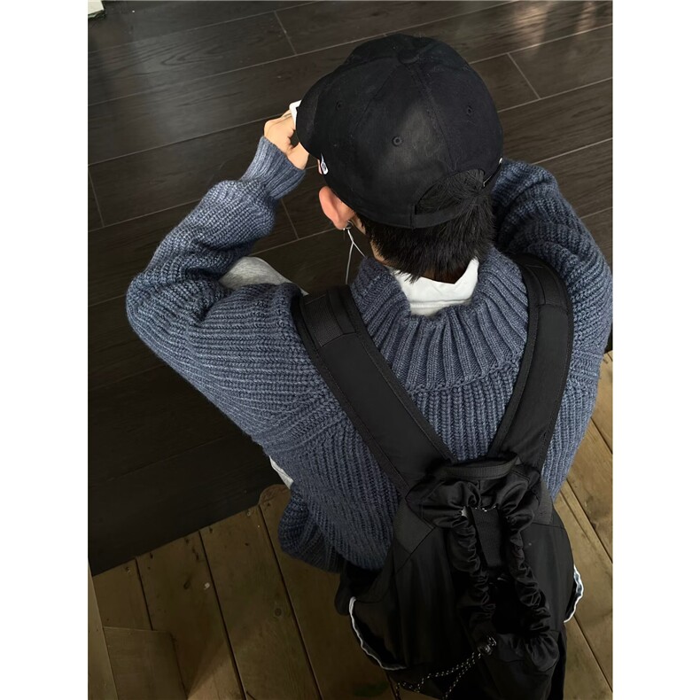 网图冬装V领针织衫毛衣男粗毛线衣外搭叠穿宽松A025-JM1062-P48,男装针织衫/毛衣,电商A025