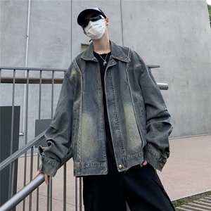 秋季美式拉链设计感宽松牛仔外套男女高街潮流工装夹克 JW06图片