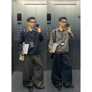 有货。假两件拼接衬衫领cleanfit针织衫开衫外套W6939-P65图片