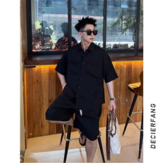 网图慎用特批58新款老钱风极简休闲百搭双口袋休闲套装TZ9088，男装休闲套装，电商A128