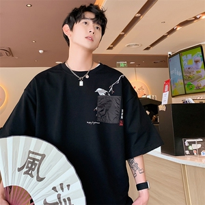 8XL~M冰丝爽滑棉短袖T恤男2023年夏季新款喜上枝头加肥加大码宽松图片