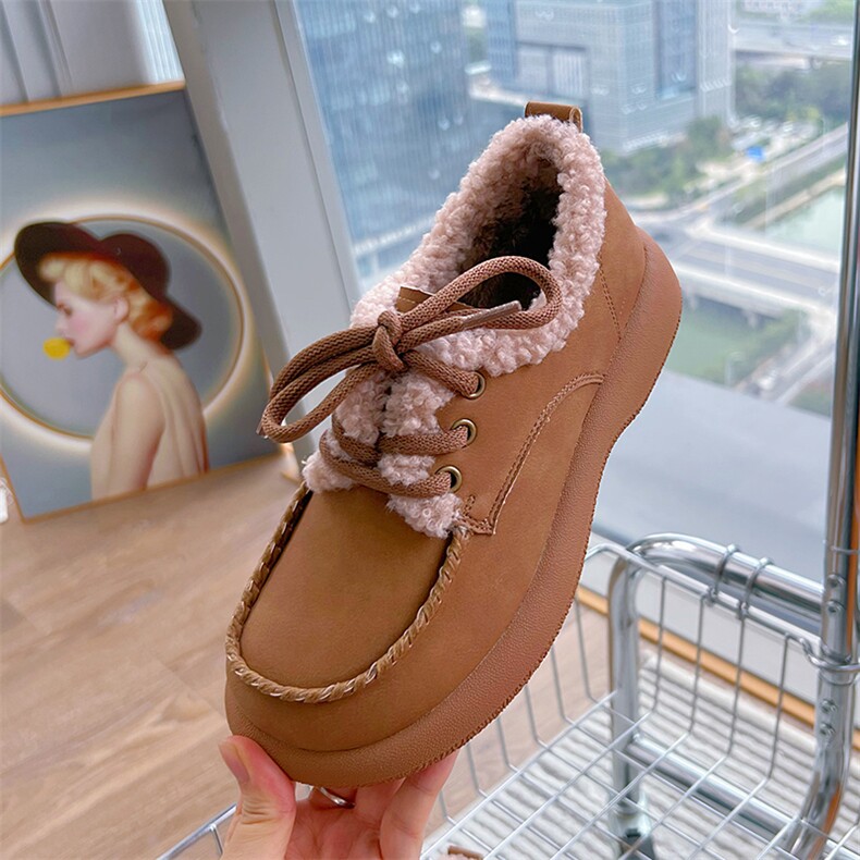 复古新款加绒女鞋2024冬季休闲百搭棉鞋厚底增高雪地靴女，女鞋雪地靴，电商A223