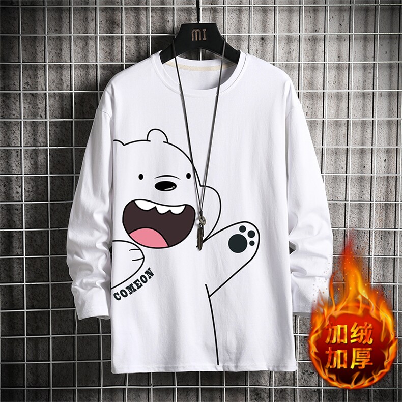 TX3131-P28加绒P35 纯长袖t恤男大码圆领打底衫体恤上衣服图片