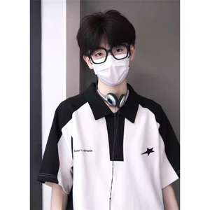夏季男生短袖polo衫上衣ins港风t恤潮牌宽松青少年半袖PA188-p30图片