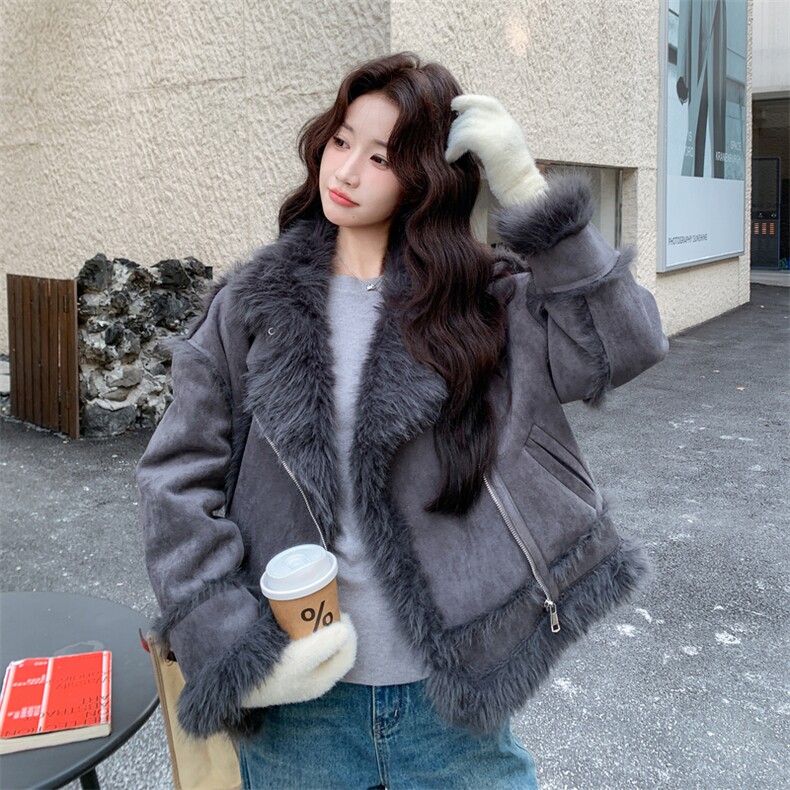 新款主推皮毛一体外套2673-P205-K308,女装短外套,2C129