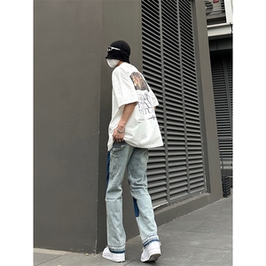B221 美式ins高街小众暗黑做旧修身小脚牛仔裤 LK22078-P65 控88图片