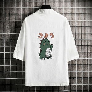 HF59037-P40风汉服男开衫外套七分袖道袍 网格挂拍图片