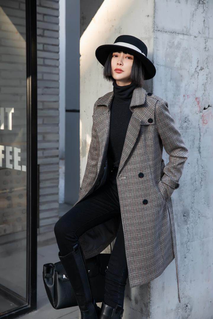 机车风格子外套，女装，茗格拉