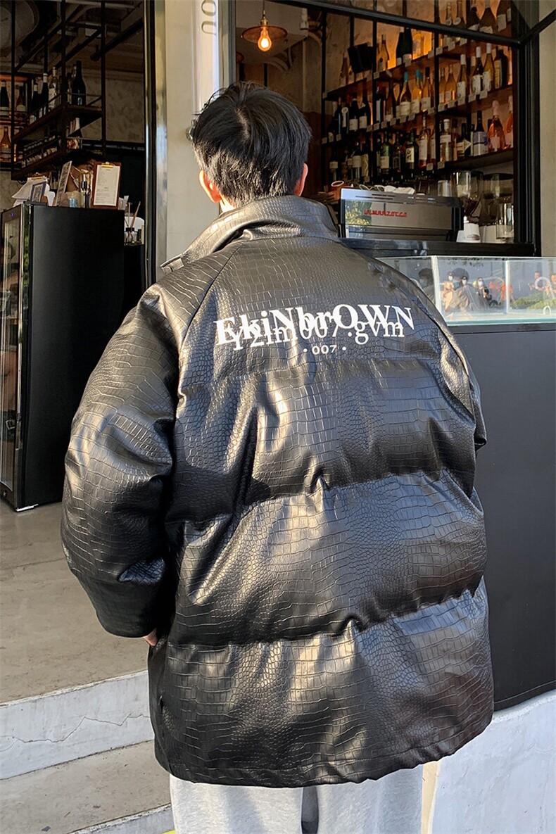 1港风鳄鱼纹棉衣男手塞棉夹克PU皮棉服外套男8507P120控158,男装夹克,星座226-2