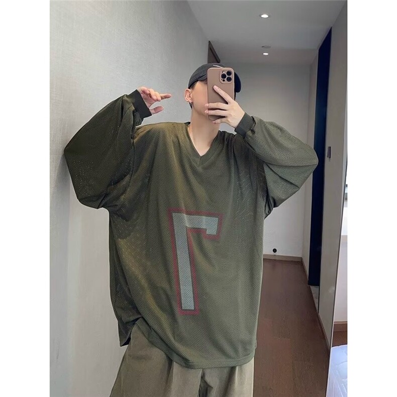 美式hiphop嘻哈高街重磅长袖t恤男秋季卫衣服复古潮牌内搭打底衫,男装针织衫/毛衣,星座506A