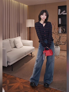 早秋时尚提花针织开衫外套女2025新款春秋外搭洋气大码女装上衣图片