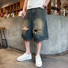 夏季痞帅破洞牛仔短裤Z040#-P45，男装牛仔裤，星座905