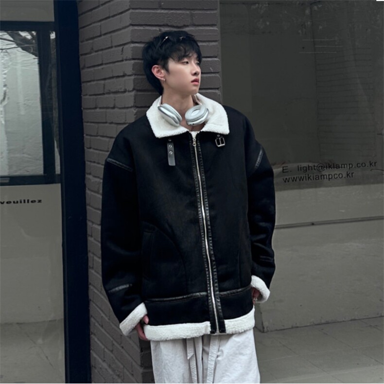 036A-Y1026-P125-控158冬季新款麂皮绒皮毛一体羊羔毛棉衣,男装棉衣,电商A036A