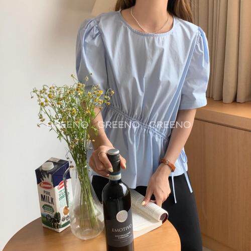 松紧抽绳小衫，女装，GREENO