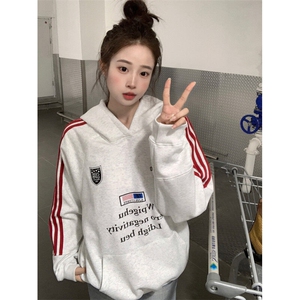 EE099-P70 卫衣男女情侣装春秋薄款2024潮流宽松印花连帽韩版上衣图片