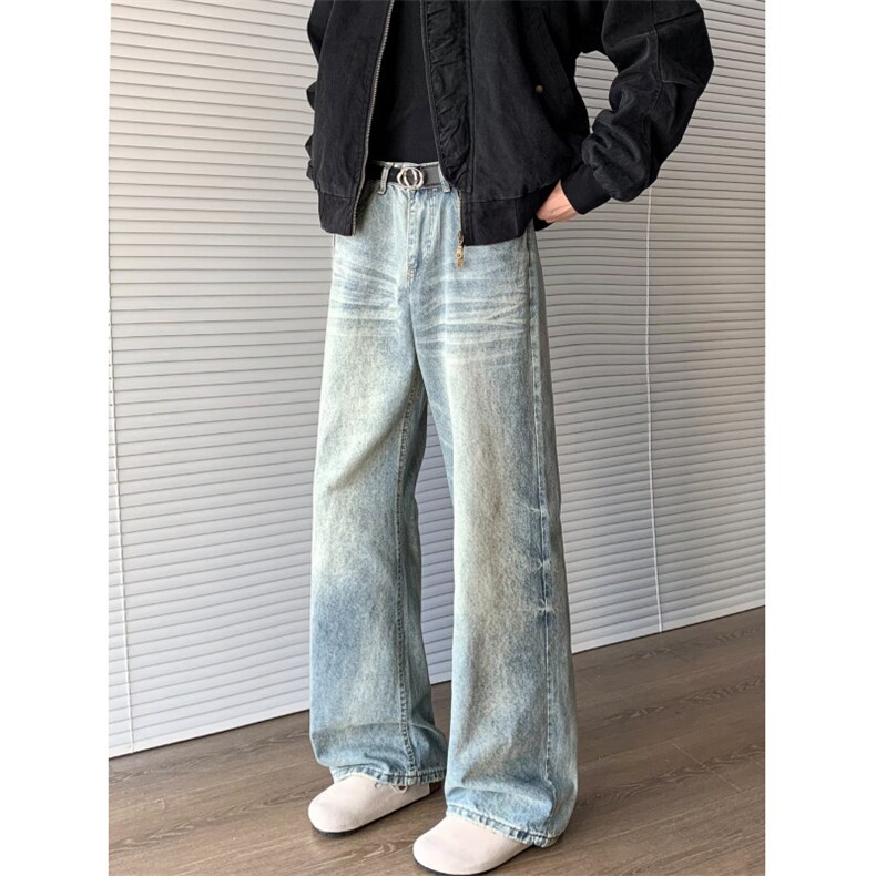 美式高街牛仔裤男女韩版潮流帅气百搭2025秋冬ins长裤RK3194-P55,男装牛仔裤,星座412-3