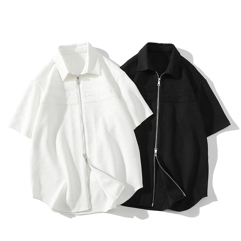 7XL-M平铺垂感短袖衬衫男2023夏季新款ins潮肌理感胖子大码衬衣，男装衬衫，钱塘717(原712)