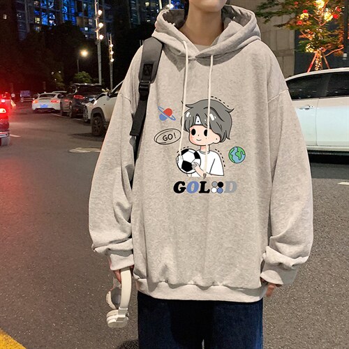 WY2207-P35 加绒款-P40 纯棉连帽卫衣男大码运动帽衫宽松薄外套男图片
