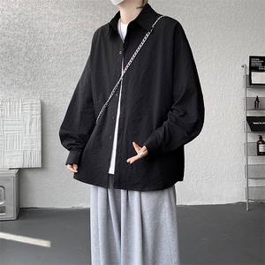 8XL-M泡泡纱盐缩肌理长袖衬衫男夏季冰丝外套防晒衬衣CS29007P40图片