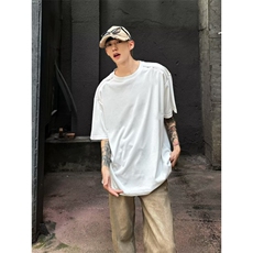 潮牌圆领T恤夏季男款拉链宽松纯色短袖青少年上衣T09，男装T恤，星座1116A-1（原606A）