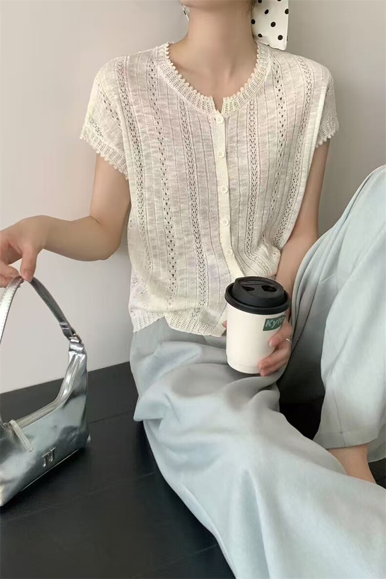 新款针织开衫时尚百搭休闲风,女装衬衫,锦弘羊绒