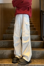 B221美式ins高街暗黑印花宽松工装牛仔裤LK24390-特P46控78，男装休闲裤，电商B221