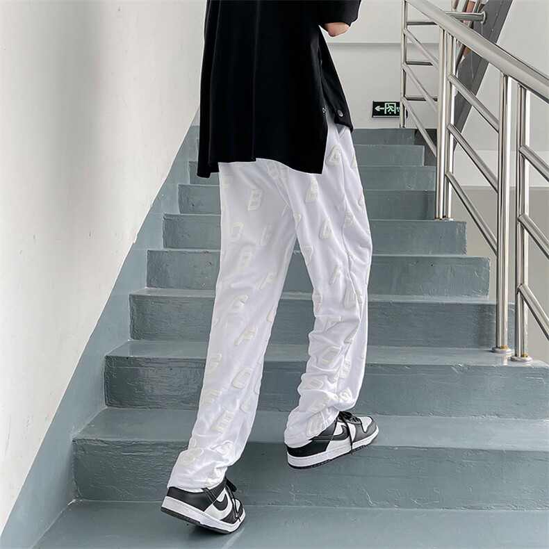 夏季印花拖地裤 宽松暗黑直筒运动裤XZ1004-1 WK616 p50控68图片
