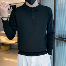 社会小伙男士长袖针织衫秋季新款纯色痞帅毛衣翻领POLO衫MQ125，男装针织衫/毛衣，星座1116A-2（原606A-1）