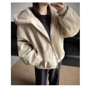美式复古座山雕短款连帽毛领棉服女冬派克服棉衣外套图片