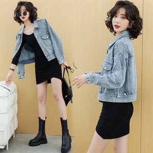 牛仔外套女宽松短款2025年春秋新款韩版小个子休闲减龄bf夹克上衣,女装牛仔外套,纯色衣恋