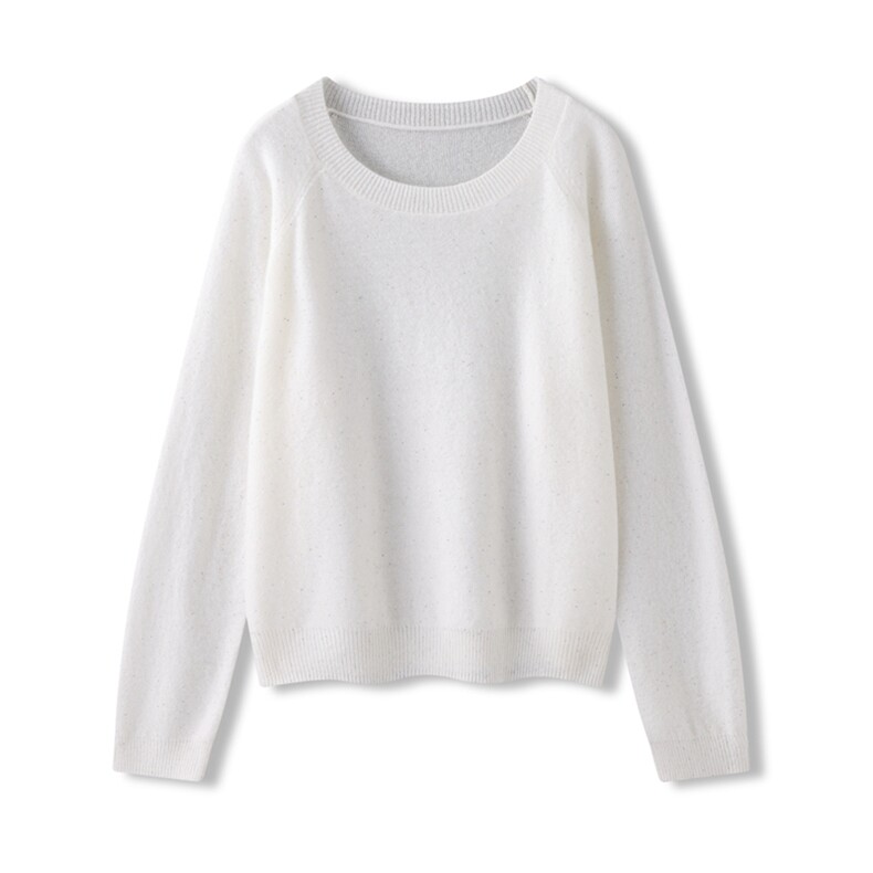 2025年秋季女士圆领珠片羊绒套衫，女装羊绒衫，杭跃羊绒